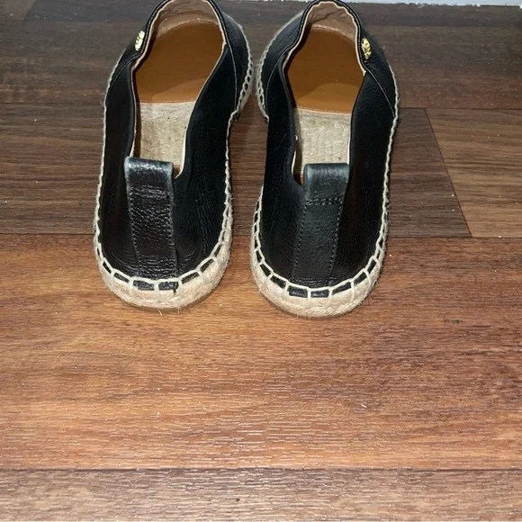 Ralph Lauren Cameryn Espadrille Flat‎ Shoes Tumbled Leather Black Size 9 - Picture 4 of 8